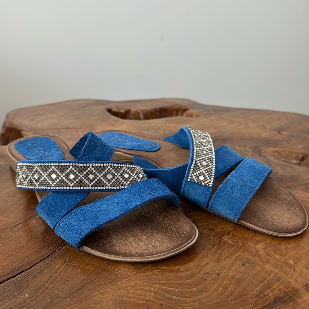 Blue Suede Sandals